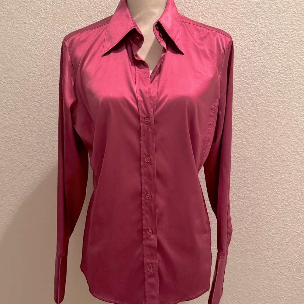 BNWT Hot pink satin button down